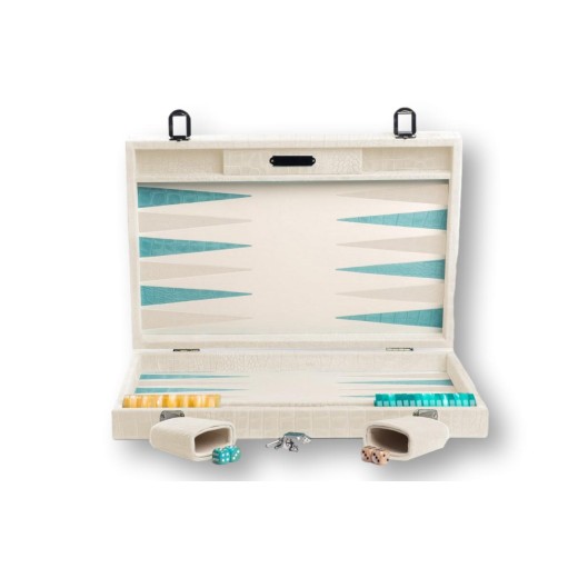 Backgammon en Cuir - Effet Alligator - Format Large