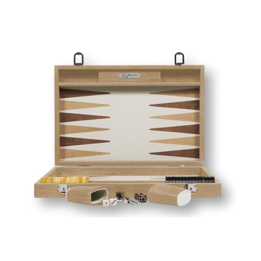 Backgammon en Cuir - Effet Alligator - Format Large