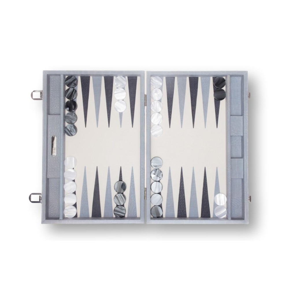 Backgammon en Cuir - Effet Alligator - Format Large