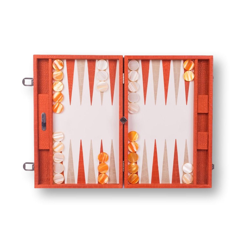 Backgammon en Cuir - Effet Alligator - Format Large