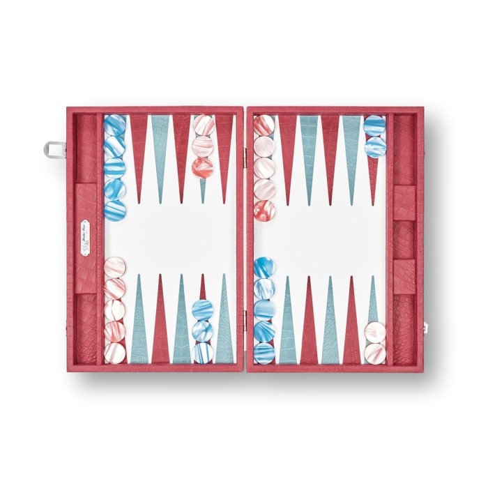 Backgammon en Cuir - Effet Alligator - Format Large