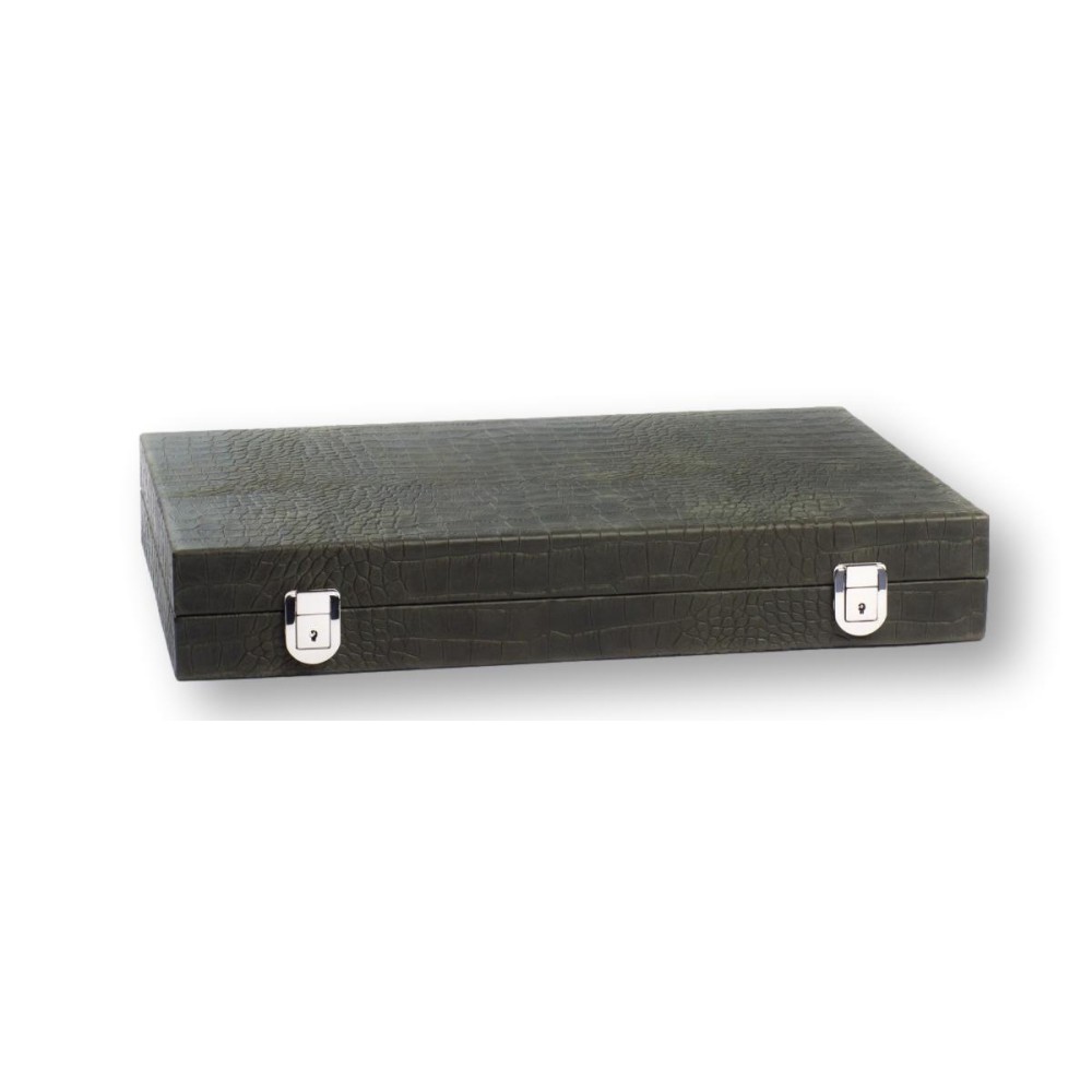 Backgammon en Cuir - Effet Alligator - Format Large