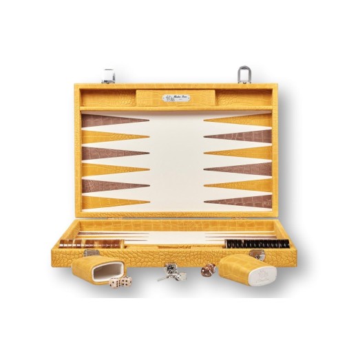 Backgammon en Cuir - Effet Alligator - Format Large