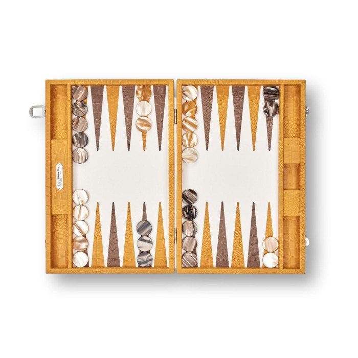 Backgammon en Cuir - Effet Alligator - Format Large
