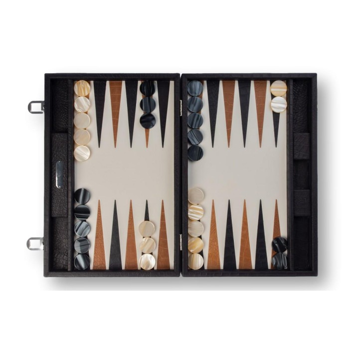 Backgammon en Cuir - Effet Alligator - Format Large