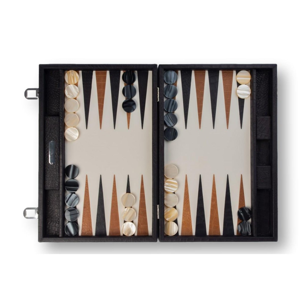 Backgammon en Cuir - Effet Alligator - Format Large