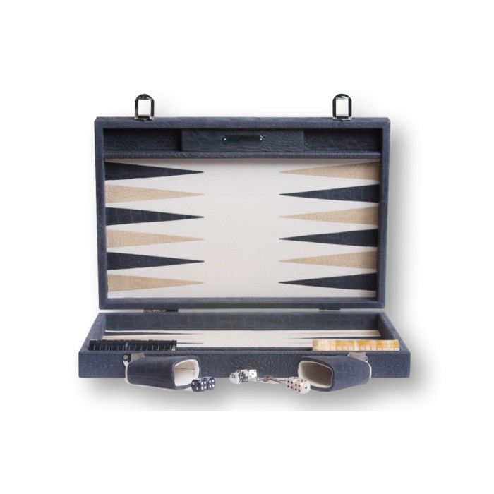 Backgammon en Cuir - Effet Alligator - Format Large