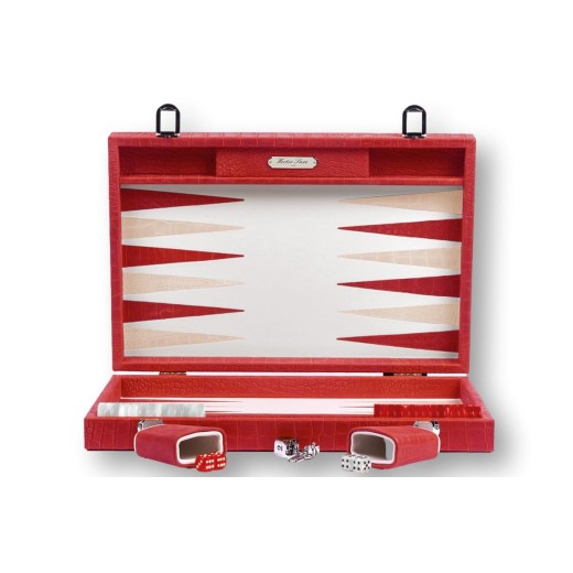 Backgammon en Cuir - Effet Alligator - Format Large