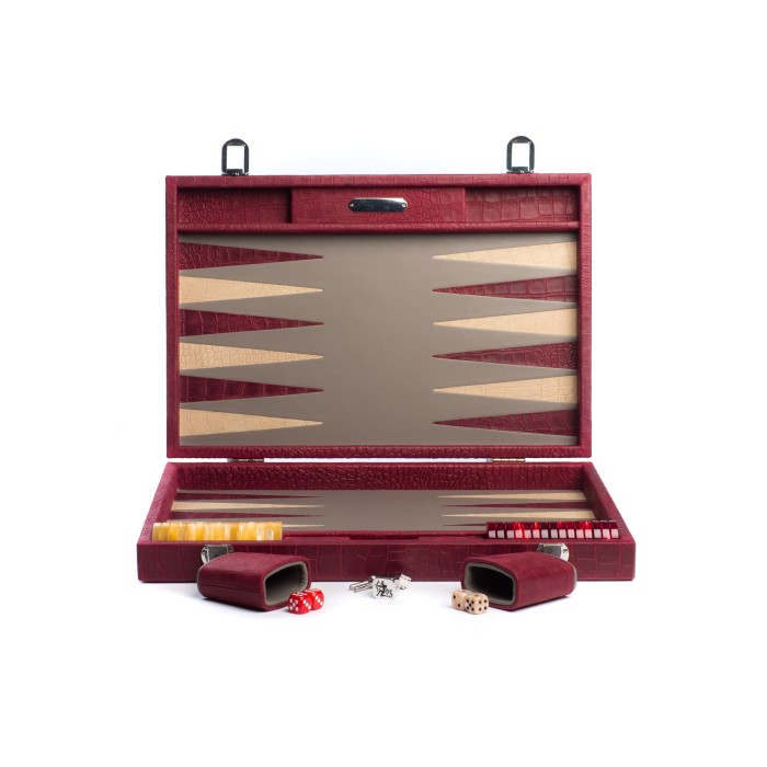 Backgammon en Cuir - Effet Alligator - Format Large