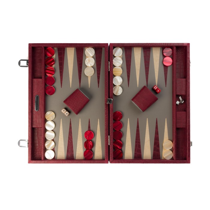 Backgammon en Cuir - Effet Alligator - Format Large