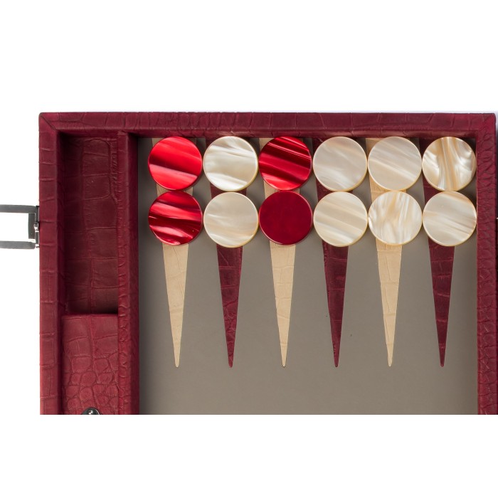 Backgammon en Cuir - Effet Alligator - Format Large