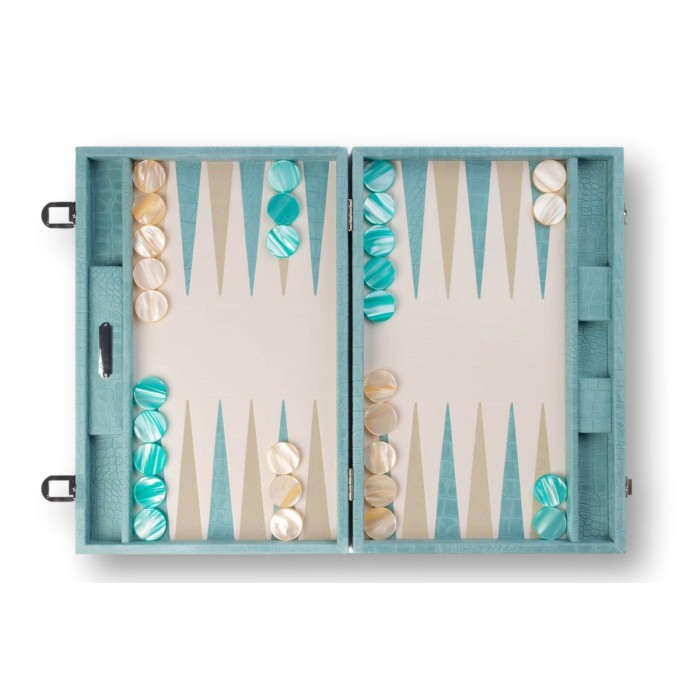 Backgammon en Cuir - Effet Alligator - Format Large