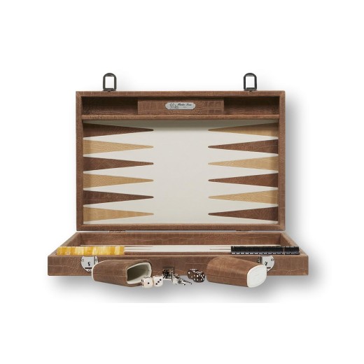 Backgammon en Cuir - Effet Alligator - Format Large