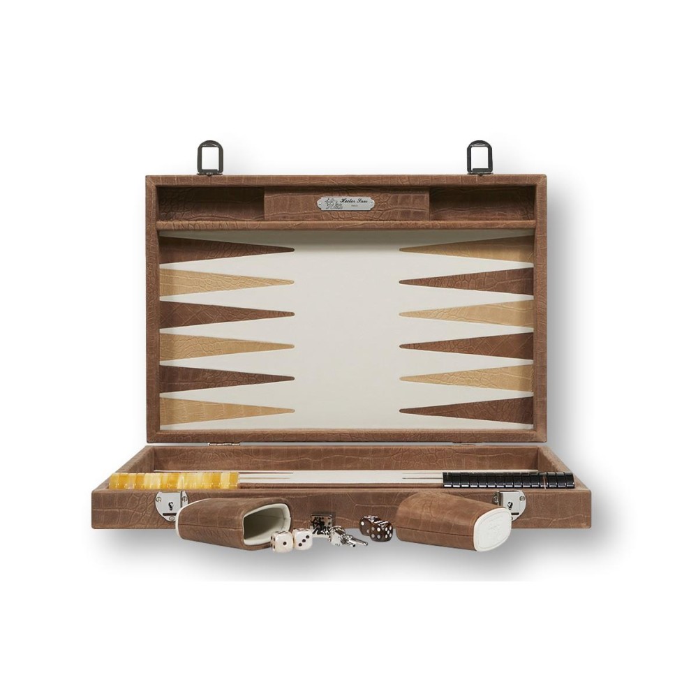 Backgammon en Cuir - Effet Alligator - Format Large