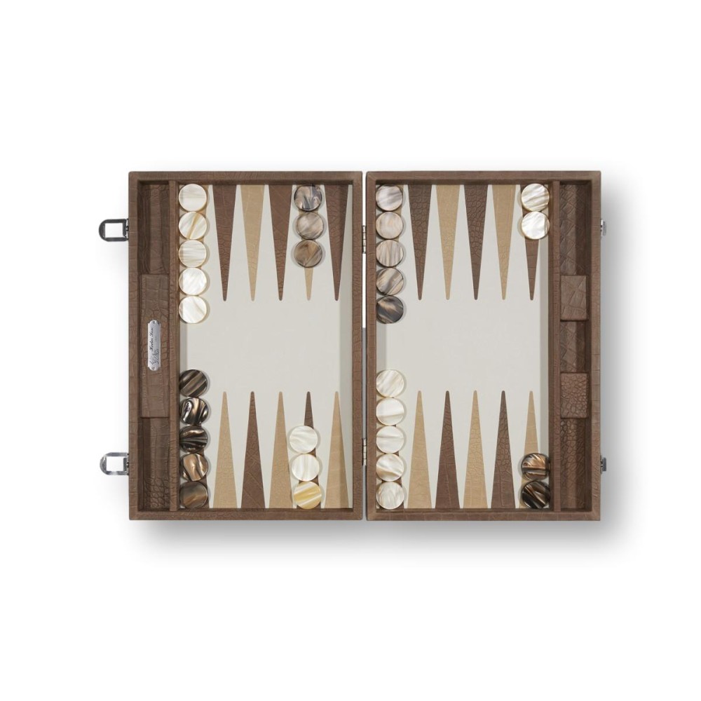 Backgammon en Cuir - Effet Alligator - Format Large