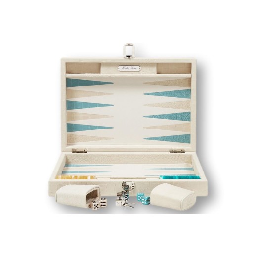 Backgammon en Cuir - Effet Alligator - Format Medium