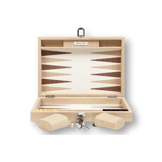 Backgammon en Cuir - Effet Alligator - Format Medium