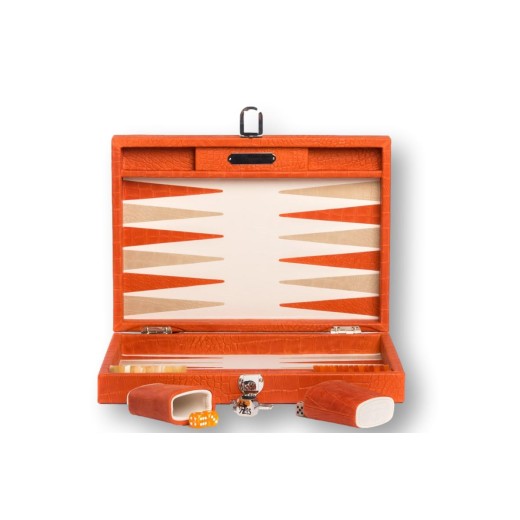 Backgammon en Cuir - Effet Alligator - Format Medium