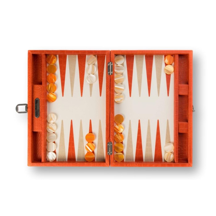 Backgammon en Cuir - Effet Alligator - Format Medium