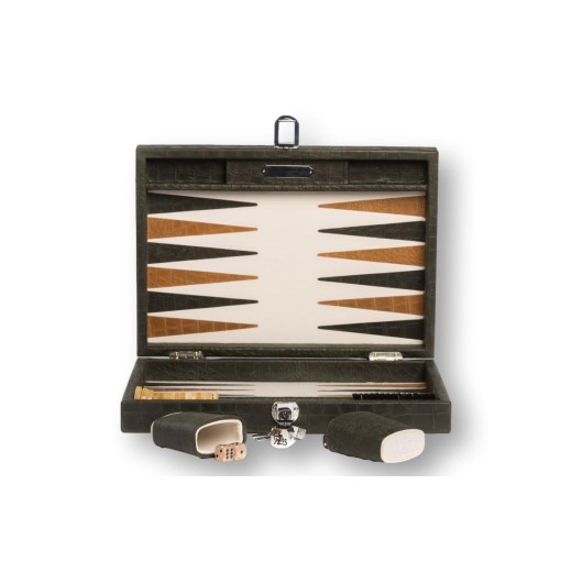 Backgammon en Cuir - Effet Alligator - Format Medium