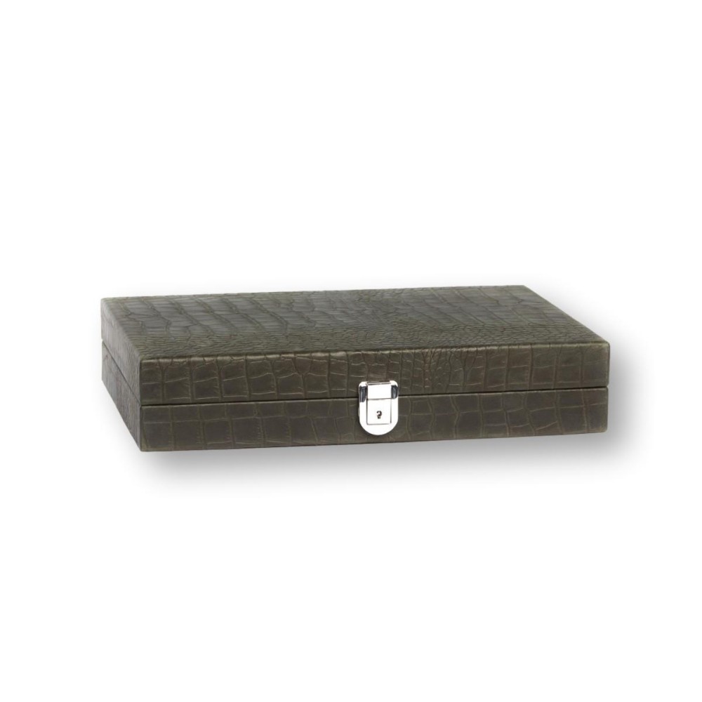 Backgammon en Cuir - Effet Alligator - Format Medium