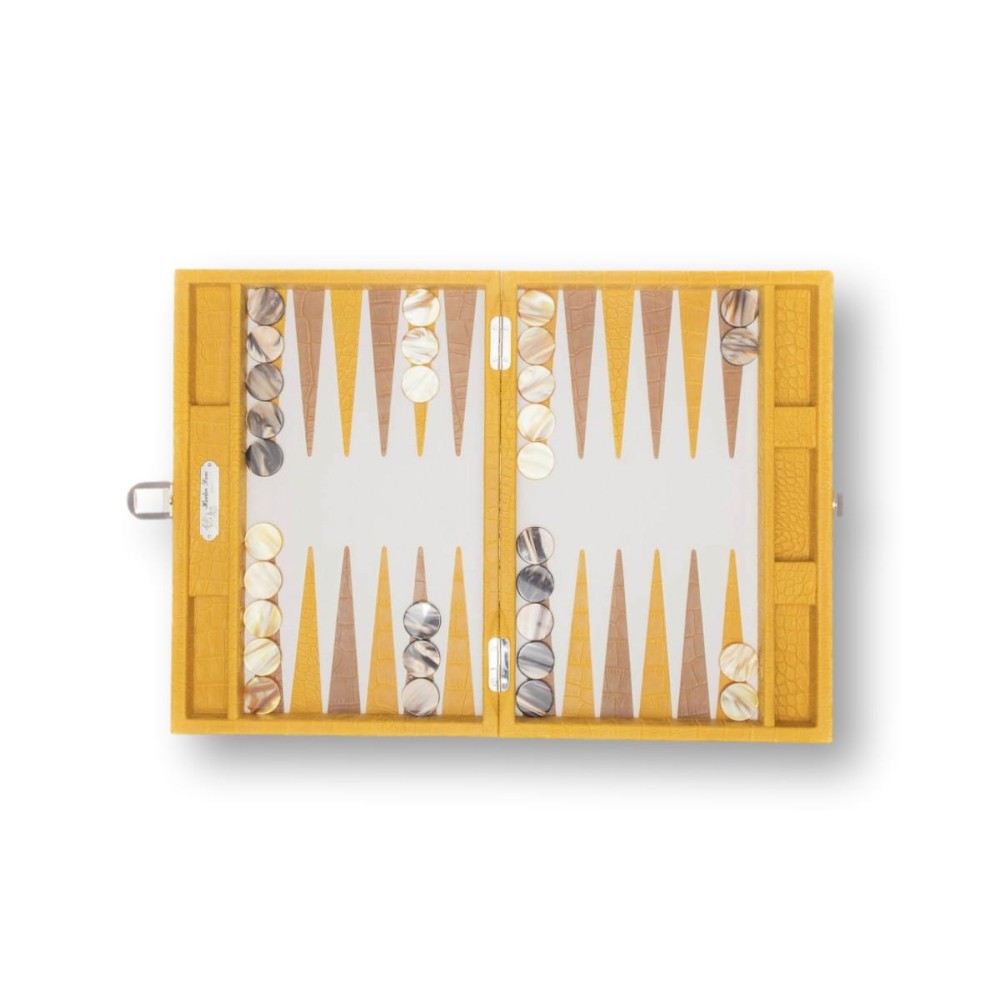 Backgammon en Cuir - Effet Alligator - Format Medium