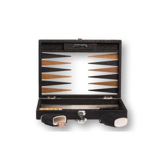 Backgammon en Cuir - Effet Alligator - Format Medium