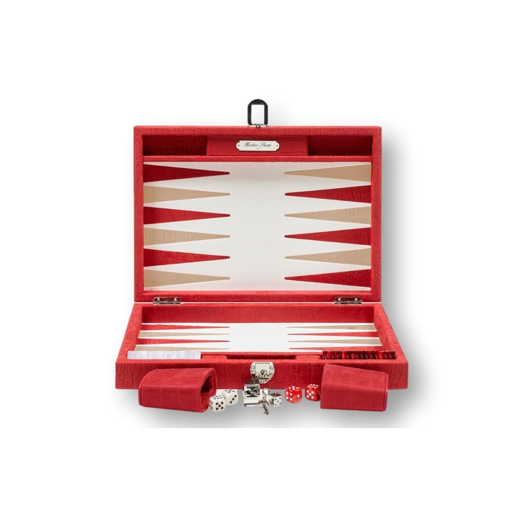 Backgammon en Cuir - Effet Alligator - Format Medium