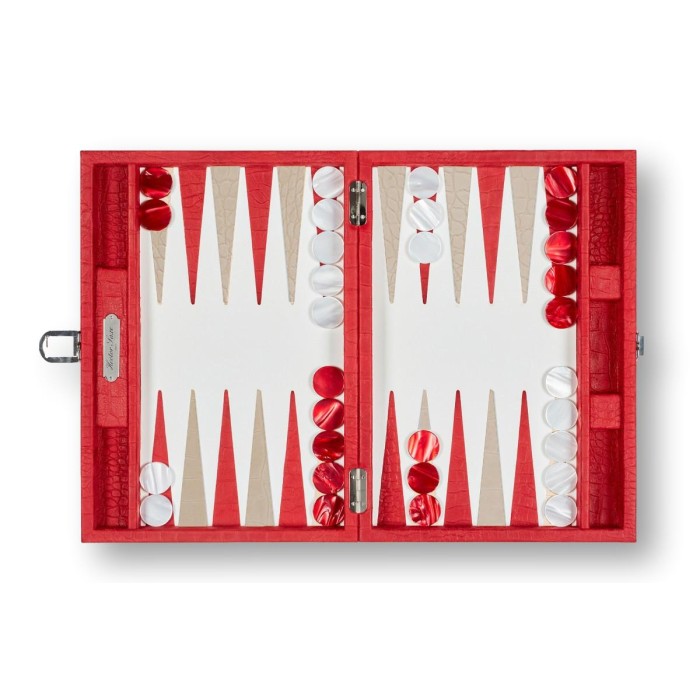 Backgammon en Cuir - Effet Alligator - Format Medium