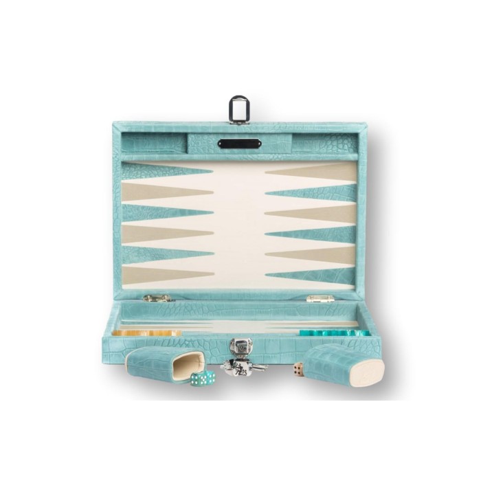 Backgammon en Cuir - Effet Alligator - Format Medium