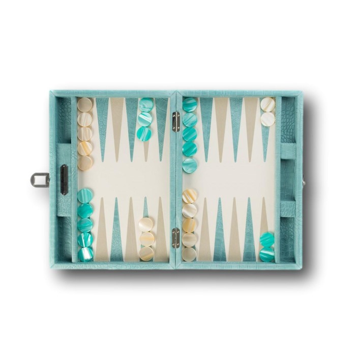 Backgammon en Cuir - Effet Alligator - Format Medium