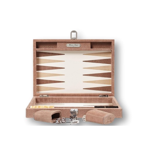 Backgammon en Cuir - Effet Alligator - Format Medium