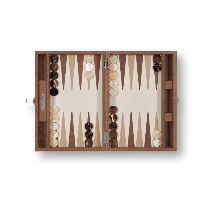 Backgammon en Cuir - Effet Alligator - Format Medium