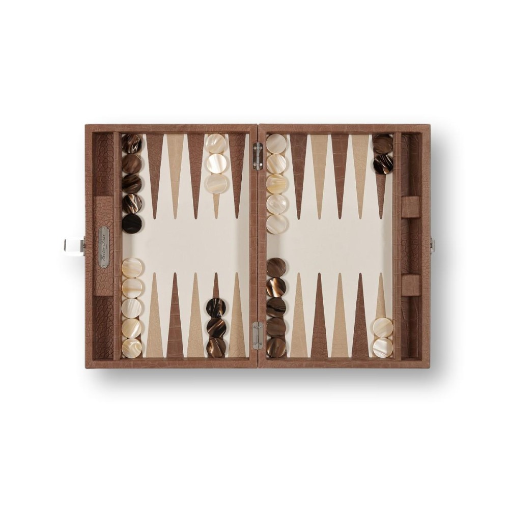 Backgammon en Cuir - Effet Alligator - Format Medium