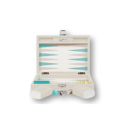 Backgammon en Cuir - Effet Alligator - Format Small