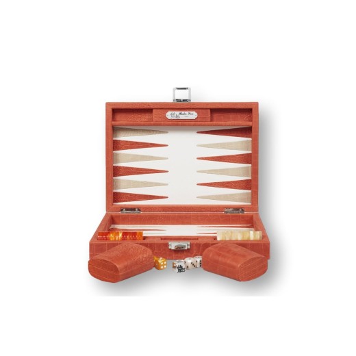 Backgammon en Cuir - Effet Alligator - Format Small