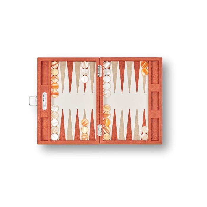 Backgammon en Cuir - Effet Alligator - Format Small