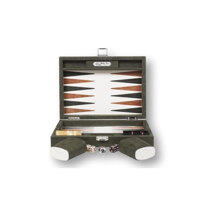 Backgammon en Cuir - Effet Alligator - Format Small