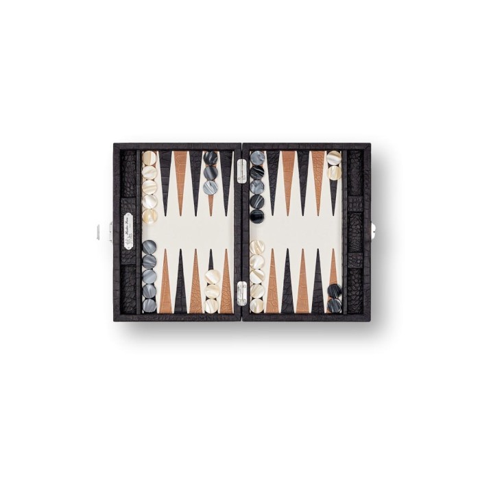 Backgammon en Cuir - Effet Alligator - Format Small