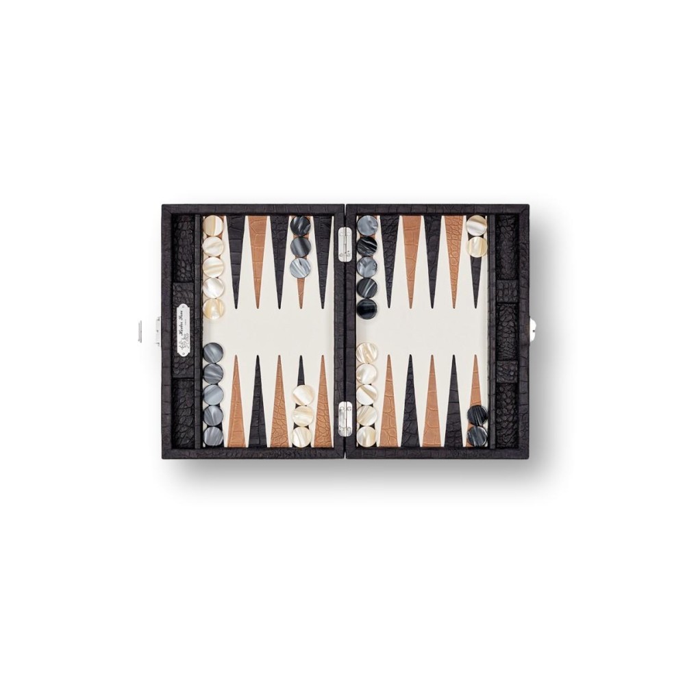 Backgammon en Cuir - Effet Alligator - Format Small