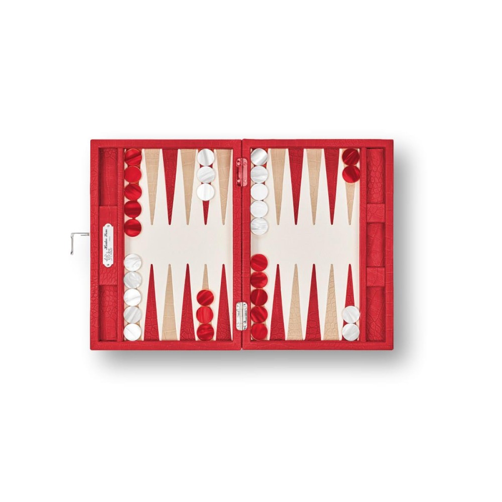Backgammon en Cuir - Effet Alligator - Format Small