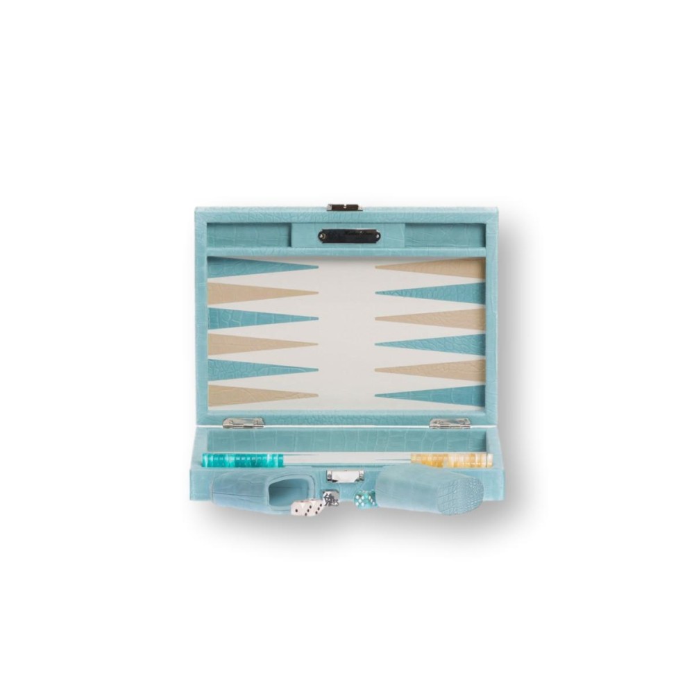 Backgammon en Cuir - Effet Alligator - Format Small