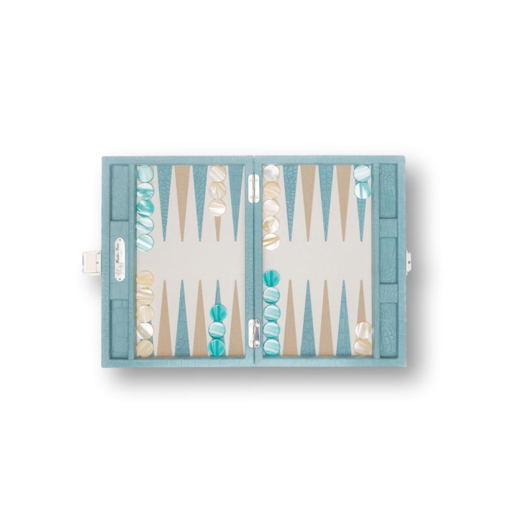 Backgammon en Cuir - Effet Alligator - Format Small