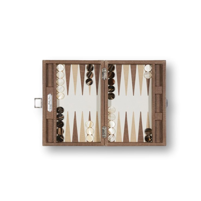 Backgammon en Cuir - Effet Alligator - Format Small