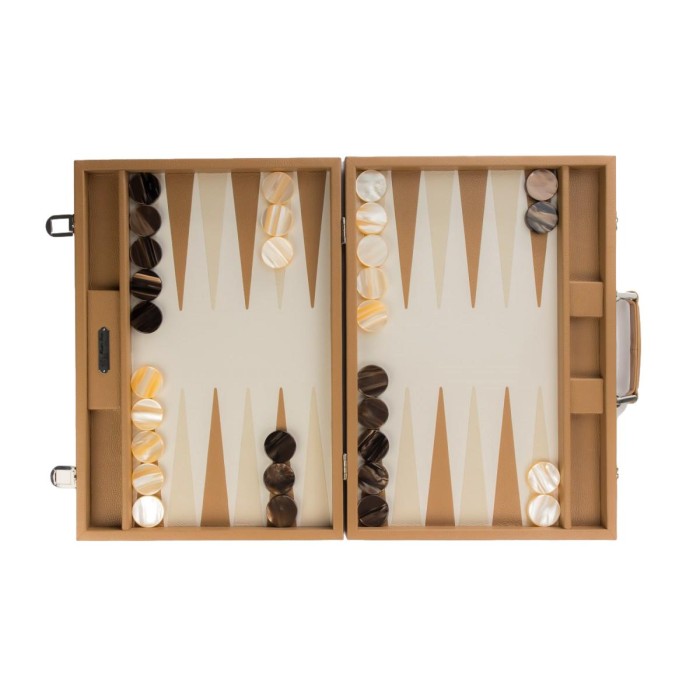 Backgammon en Cuir - Effet Buffle - Format Compétition