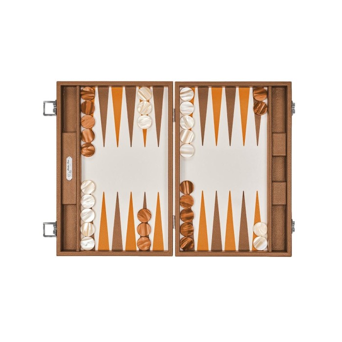 Backgammon en Cuir - Effet Buffle - Format Large