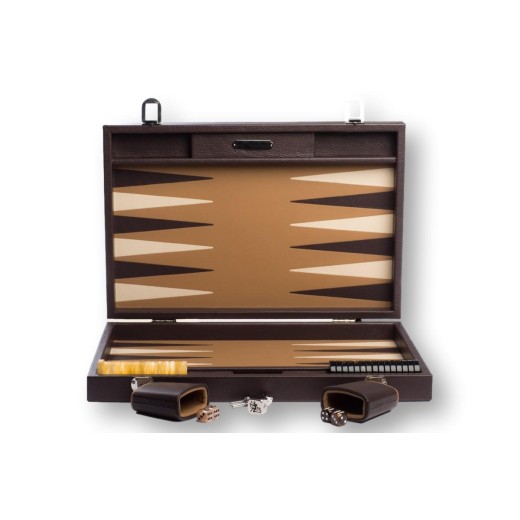 Backgammon en Cuir - Effet Buffle - Format Large