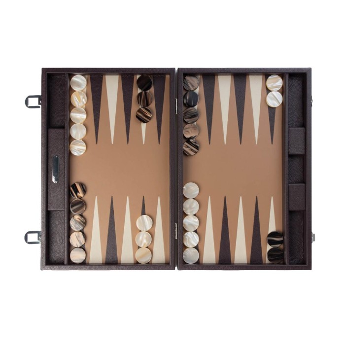Backgammon en Cuir - Effet Buffle - Format Large