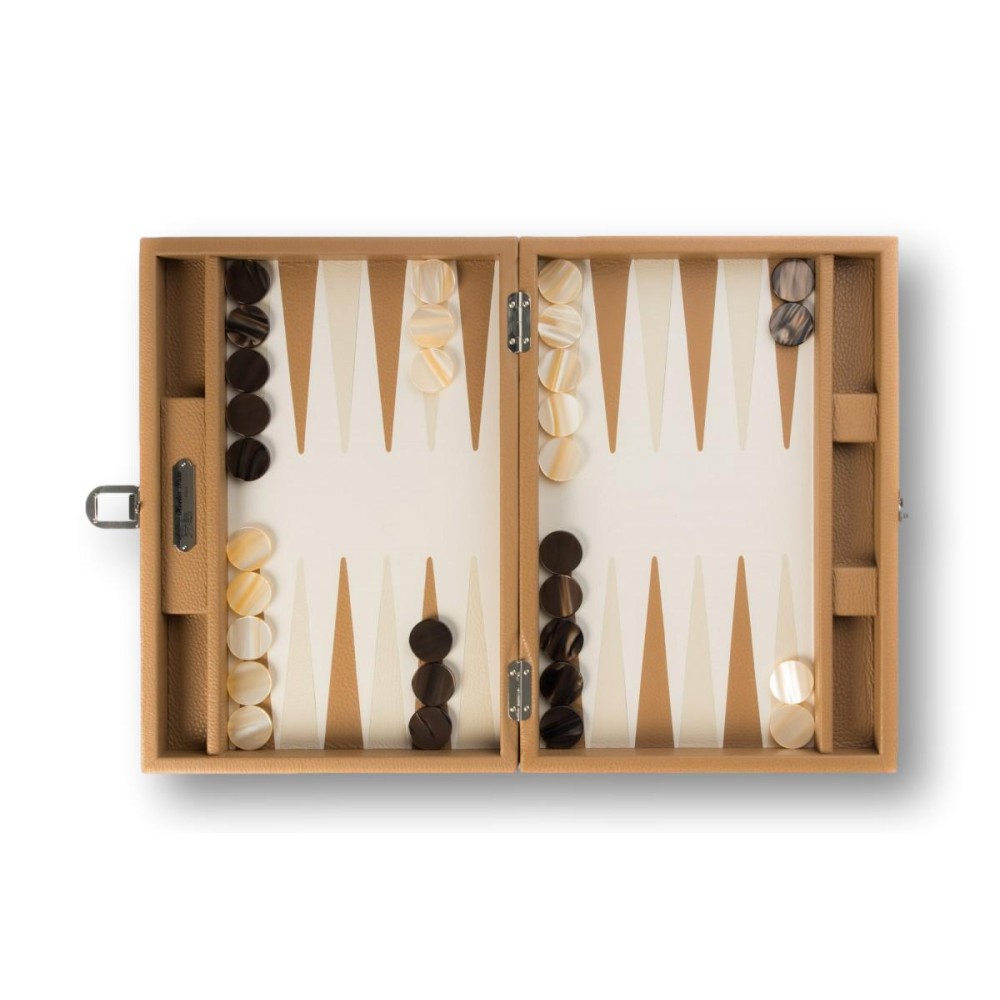Backgammon en Cuir - Effet Buffle - Format Medium