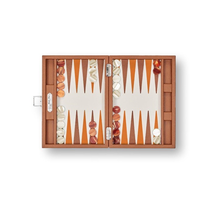Backgammon en Cuir - Effet Buffle - Format Small